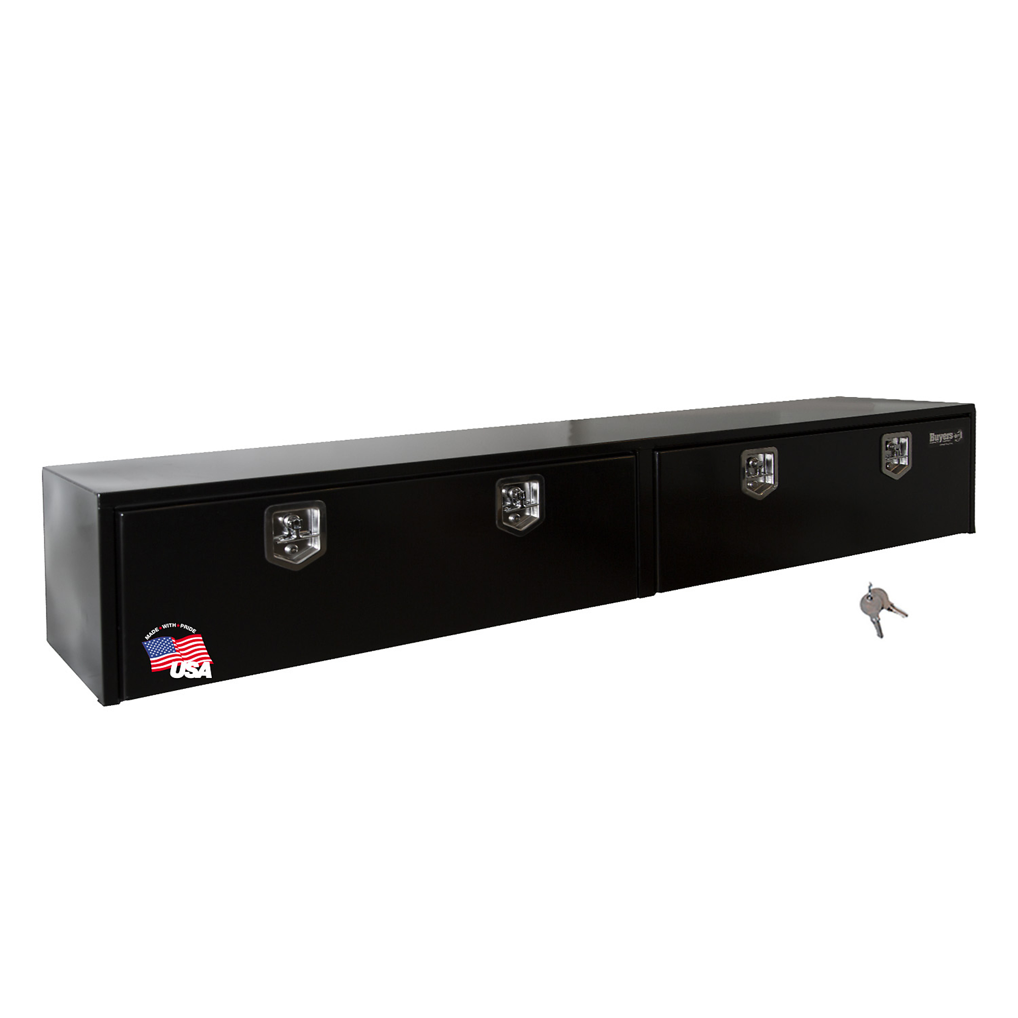 Buyers Products, 96x13x16in. Contractor Topsider Truck Tool Job Storage Box, Width 96 in, Material Carbon Steel, Color Finish Glossy Black, Model# 1702960